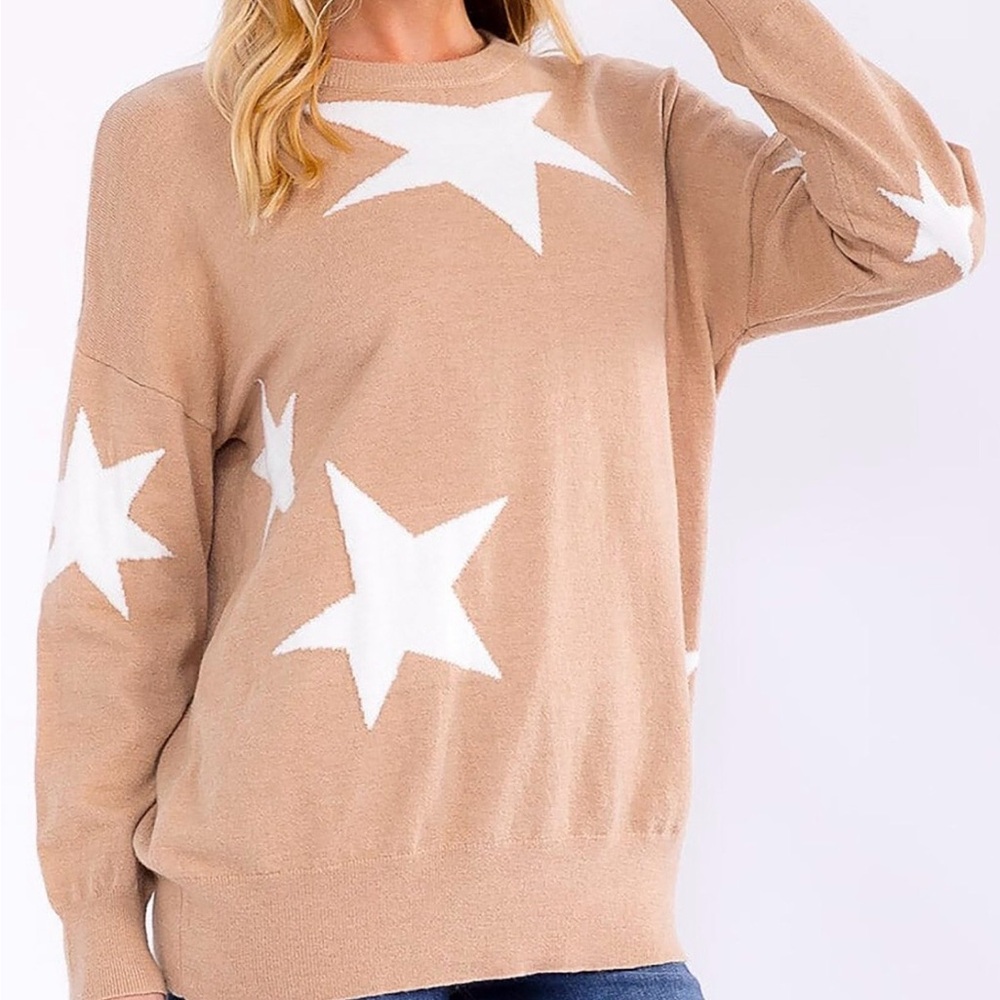 Women's Beige Star Sweater